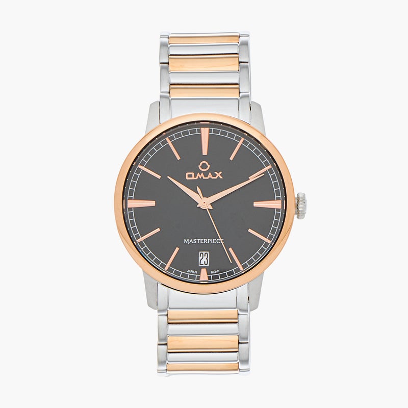 OMAX ساعة أوماكس ماستربيس للرجال باللونين الفضي والذهبي الوردي - Image 1